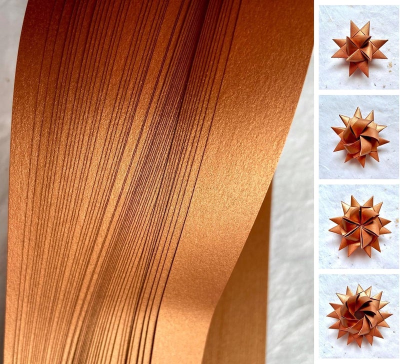 Froebel Mint Shimmer Metallic Paper Strips ~Weaving, Moravian Stars, German Stars, Froebel Stars (50 strips) (Copper, 1 inch) - Image 2